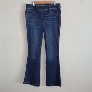 SPANX Women's Dark Wash Blue Flare Jeans Size Large Pull On